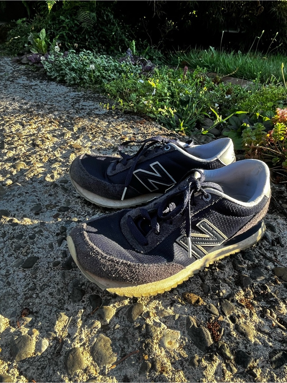 New Balance Dark Navy Lace-Up Sneakers with Cream Midsole